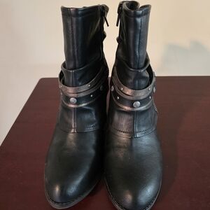 Jellypop Black Ankle Boots with Studded Straps